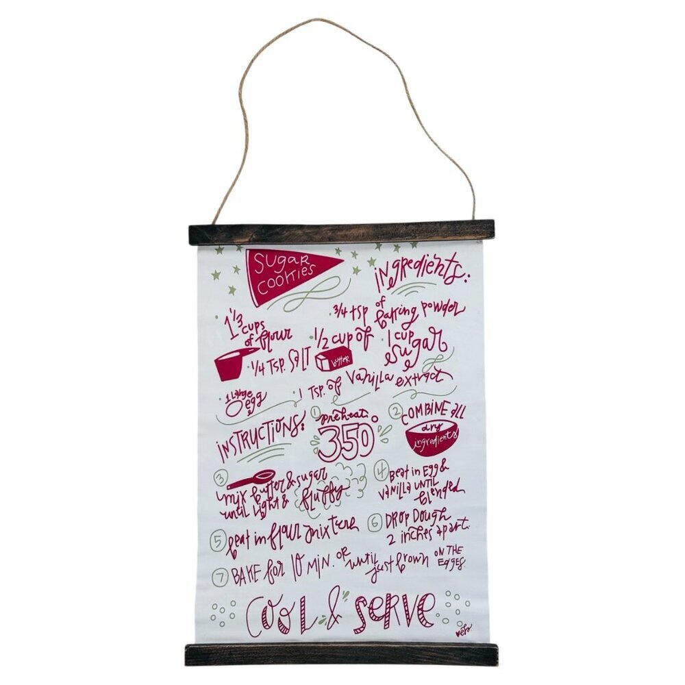 Christmas Cookie Recipe Wall Hanging Decor Holiday Cottage Granny